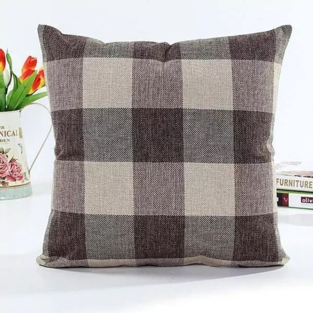 Buffalo Plaid Brown Pillow Case Zip